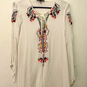 Lulus Embroidered White Long Sleeve Dress